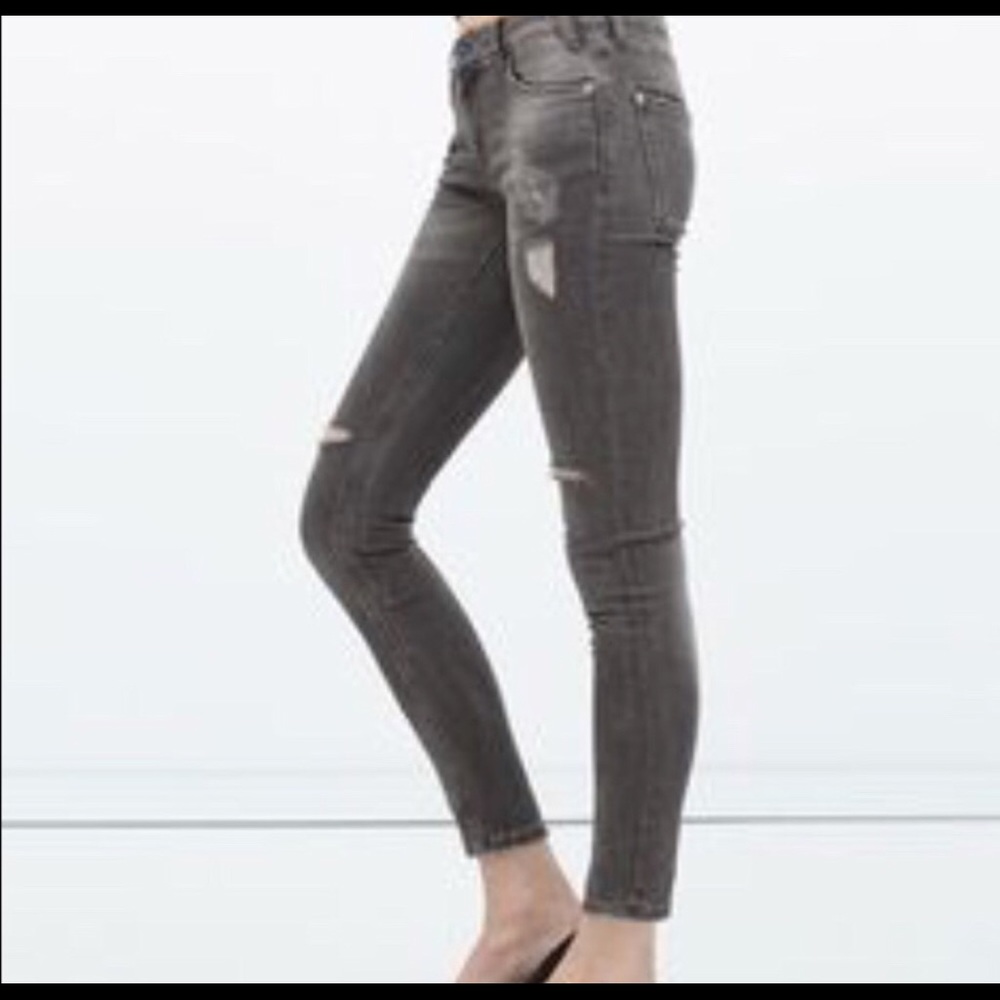 Zara gray ripped jeans